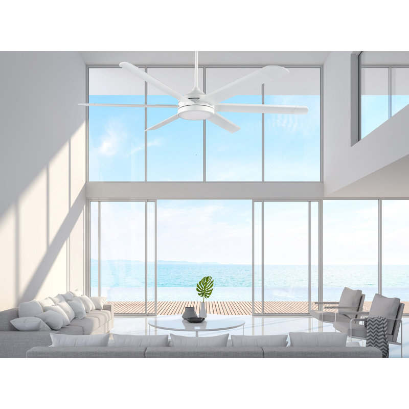 Blazer 72 in. 6 Blade Matte White Ceiling Fan with Remote Control, Dimmable LED Light Kit, and Reversible Motor, Matte White