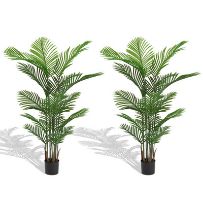 Palmier artificiel Areca, faux dysis tropical de 160 cm de haut, arbre lutscens en pot pour la décoration intérieure ou extérieure de la maison, du bureau ou du jardin, 2 pièces / ensemble