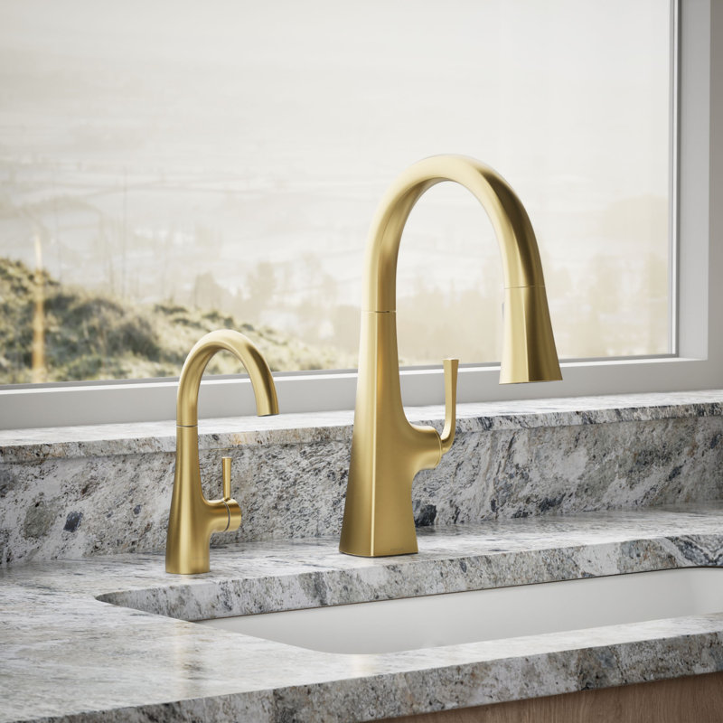 Transitional Beverage Faucet, Vibrant Brushed Moderne Brass