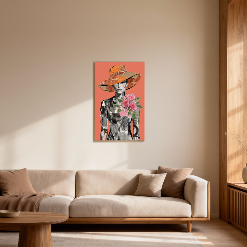 Plantes et fleurs, collage abstrait, mode, portrait avec accents floraux