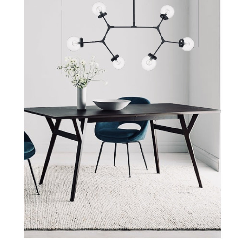 Lustree géométrique 6 lumières spoutnik Lesa, Noir mat