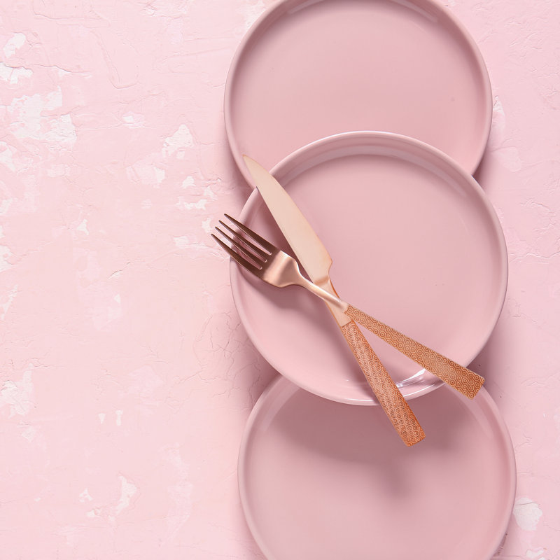 Rose Gold and Silver Stainless Steel Flatware Set, Service for 4