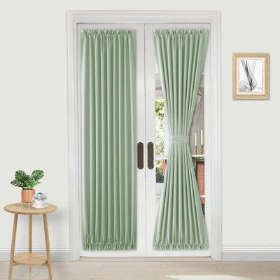 1 Panel French Door Curtains Rod Pocket Thermal Blackout Curtain with Tieback for Doors with Glass Window, Kitchen and Patio Doors for Privacy