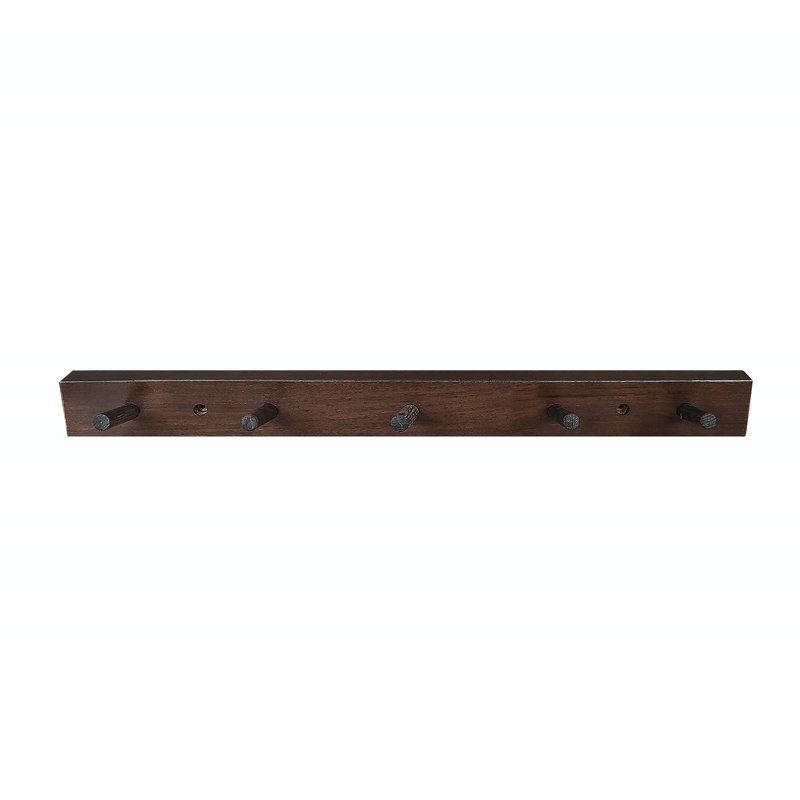 Wall Mounted Coat Rack, Dark Walnut, 2" H x 27.5" W x 0.75" D