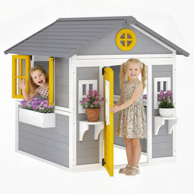 Outsunny 112cm W x 126cm D Playhouse with Kitchen
