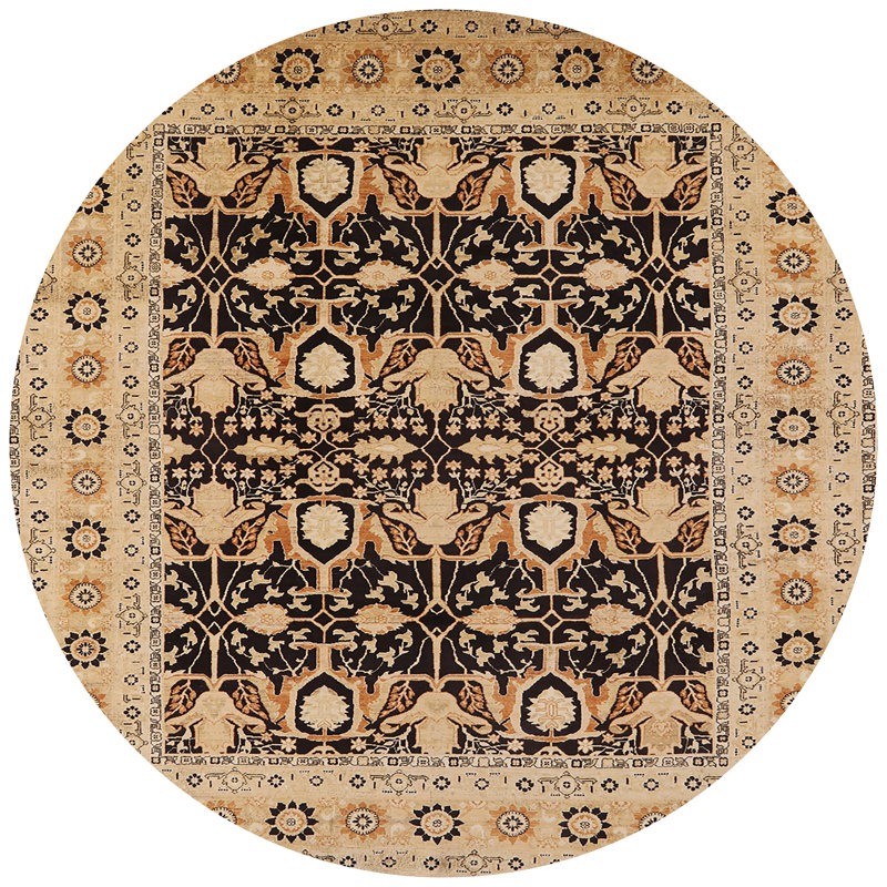 Tapis oriental beige / noir Scalli, Rond 5 pi