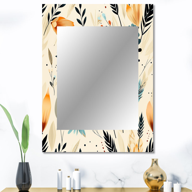 Tribal Oasis Boho Pattern - boho  Wall Mirror, Floral, Nature Decorative Mirror, Printed Metal Art, 40" x 30"