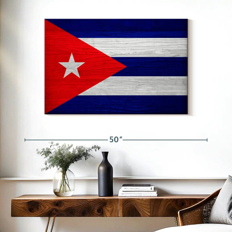 Borges Wood Cuba Flag, 26" H x 39" W
