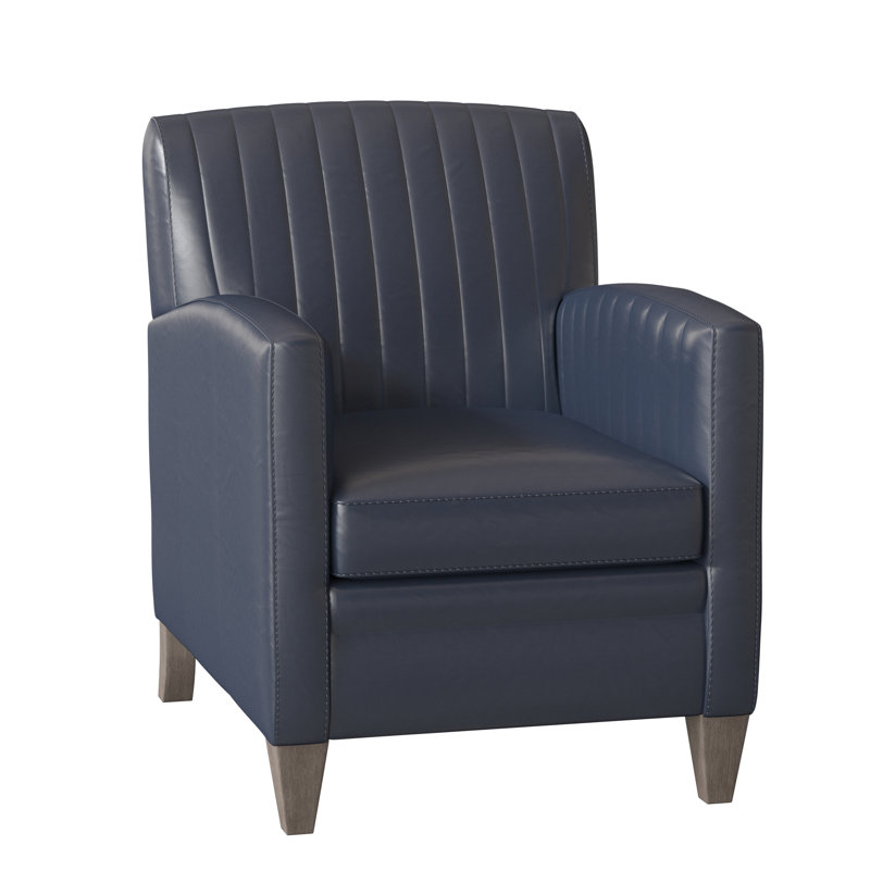 Barnabus Leather Club Chair, Anilina Cacao Genuine Leather, Stone