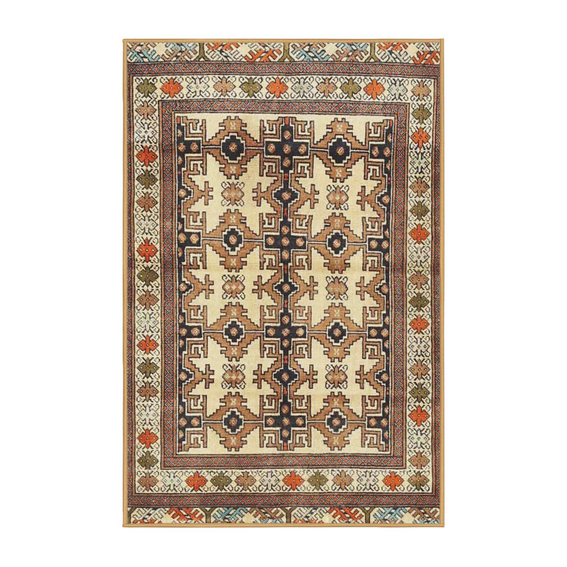 Tapis traditionnel beige/vert area, Rectangle 5 pi x 7 pi