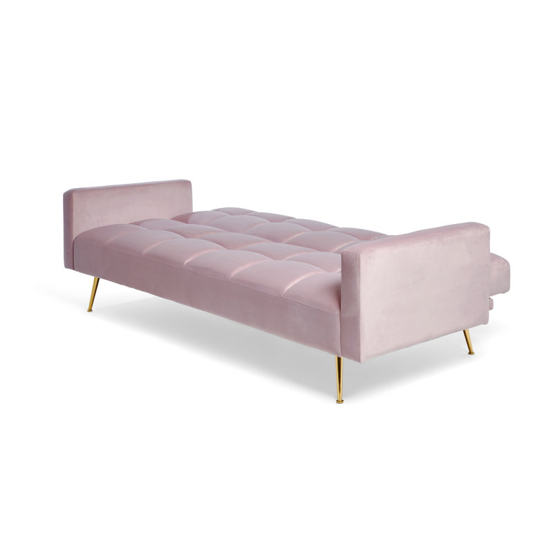 Shiflet 3 Seater Manual Reclining Velvet Sofa Bed, Rose