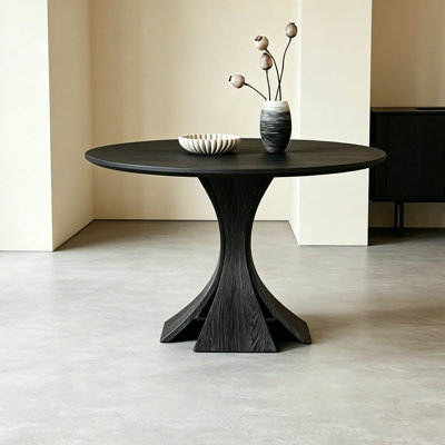 French Vintage Black Round Dining Table