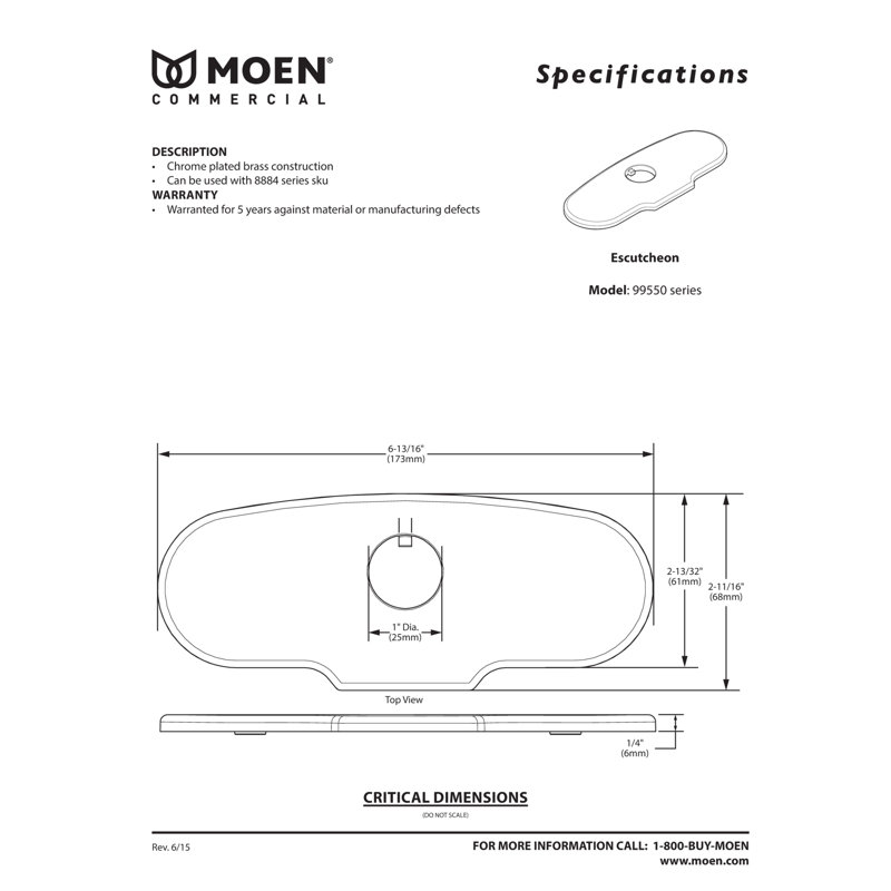 Chrome Anti-Rotation Deck Plate for Single Mount Faucet