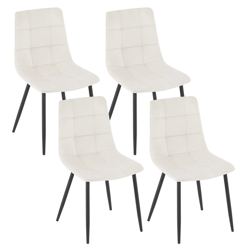Amatrudo 44.5cm H Velvet Upholstered Side Chair, Cream