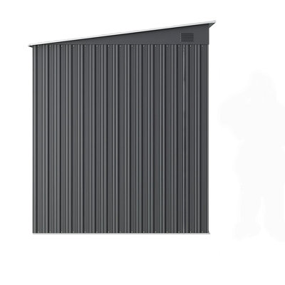 8 pi L x 6 pi D Rangement extérieur en métal avec portes coulissantes verrouillables, fenêtres à panneau transparent, espace de rangement extérieur pour la cour arrière, patio, gris foncé