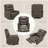 Manual Swivel Rocker Recliner – Adjustable Leather Lounge Chair with 360° Rotation-406693946