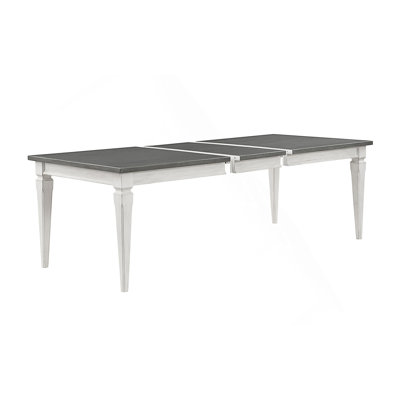 Katia Rustic Gray & Weathered White Finish Dining Table W/Leaf by One Allium Way