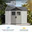 10 pi. L 10 pi. D Remise de rangement en plastique avec plancher et 3 portes verrouillables