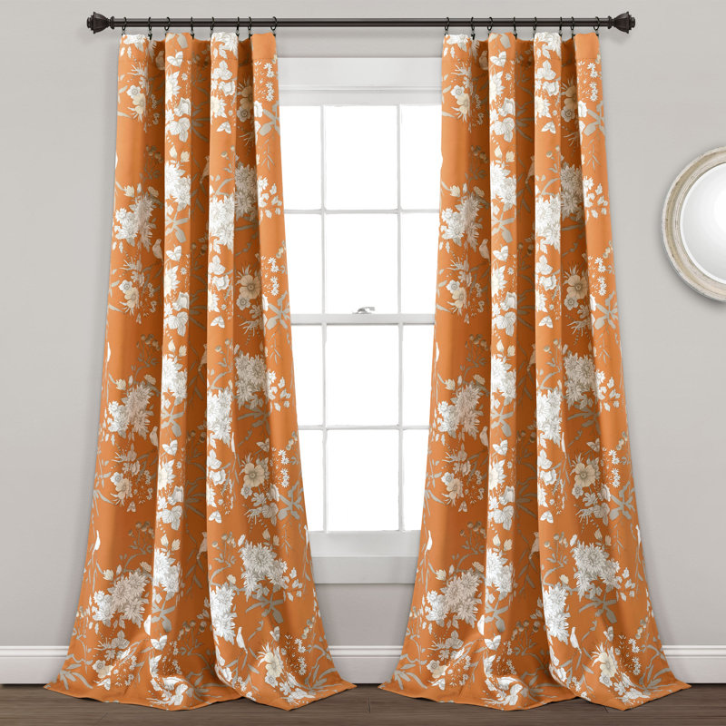 Botanical Garden Room Darkening Curtain Pair, 52"W x 84"L, Blue