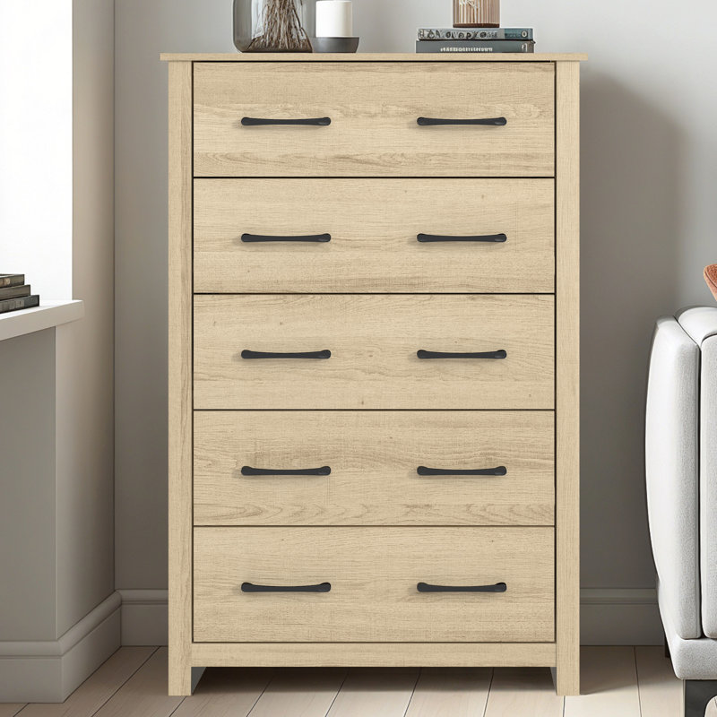 Commode 5 tiroirs H 46,7 po Walter, Chêne d'Oslo