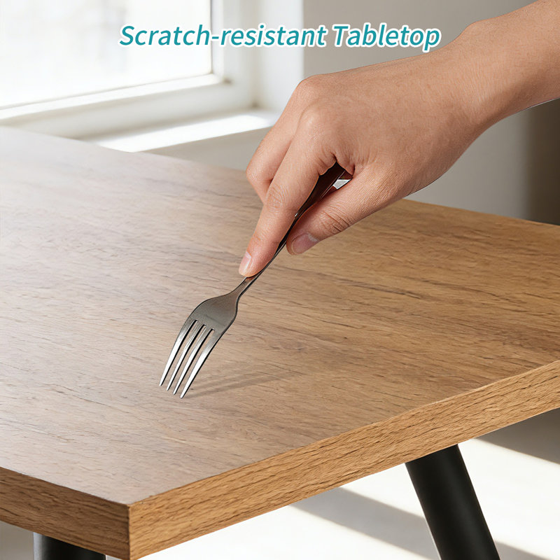 120/150cm Rectangular Modern Dining Table with Angled Metal Legs , 76cm H x 120cm L x 70cm W, Oak