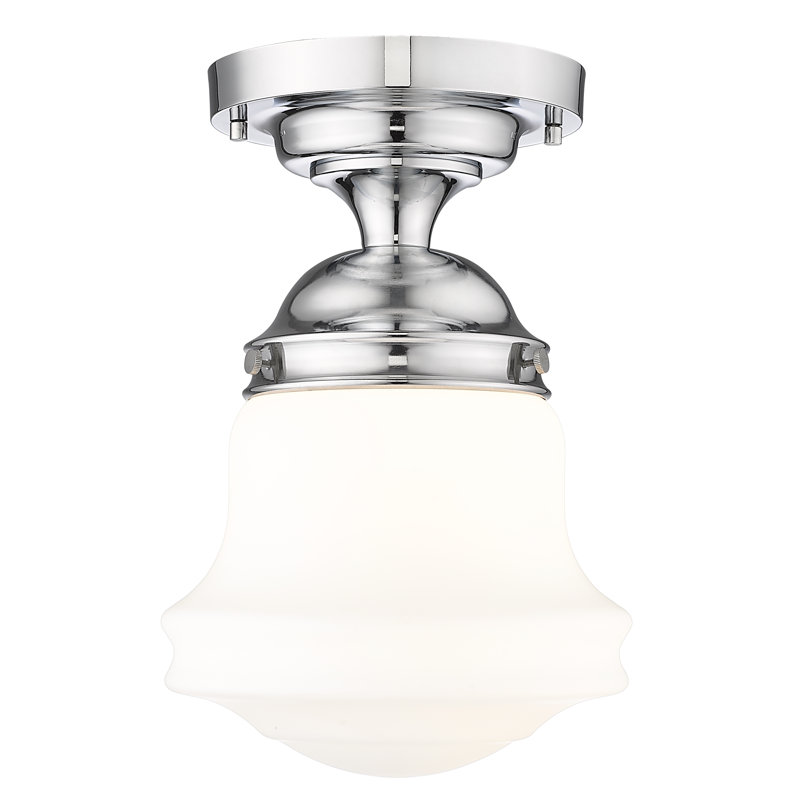 Neriah Glass Semi-Flush Mount Pendant, 15.75" H x 10.5" W, Chrome