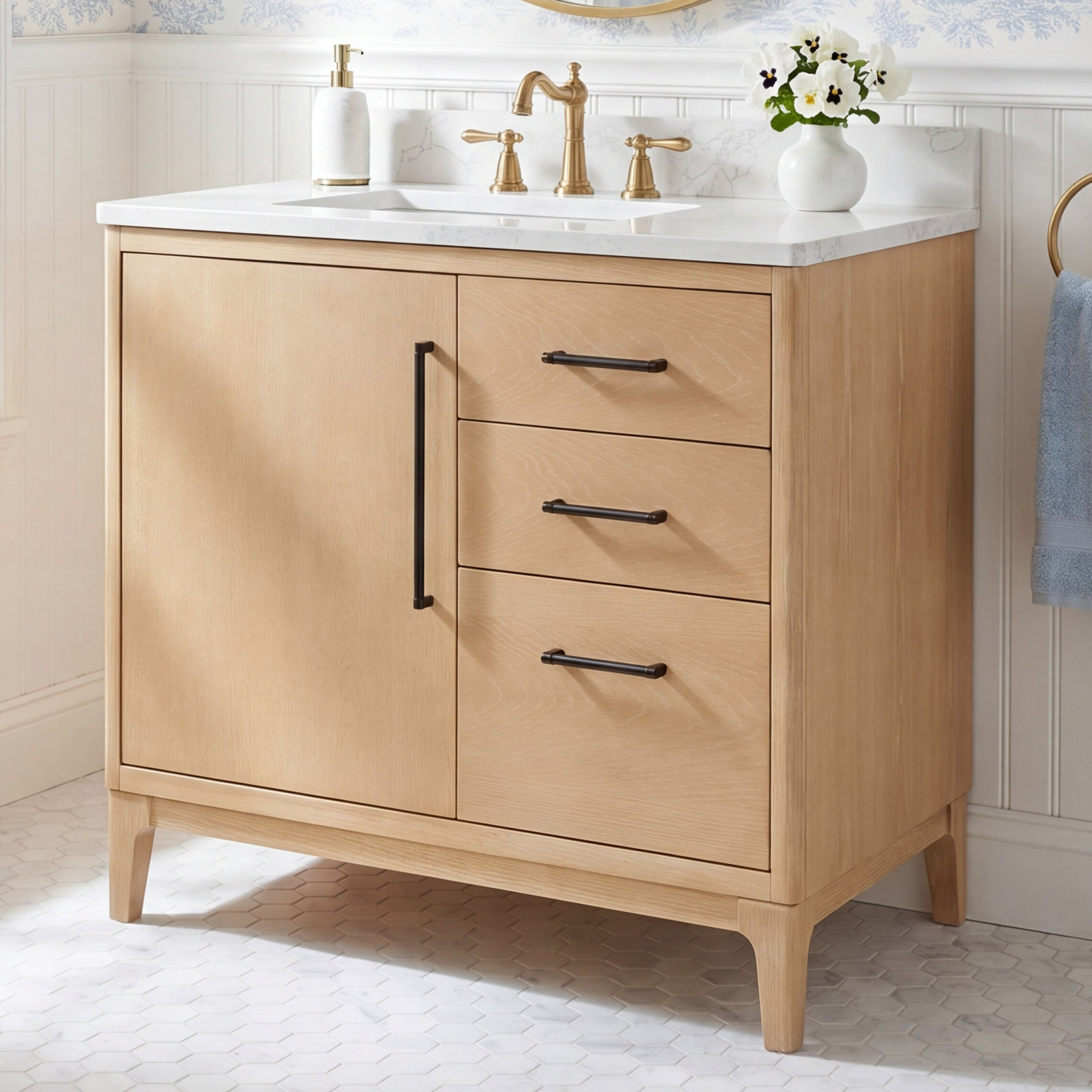 Langosta 36" Single Bathroom Vanity, Washed Ash Gray