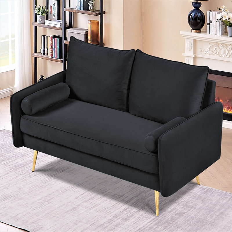 Canapé 2 places en velours Modern, Black Polyester