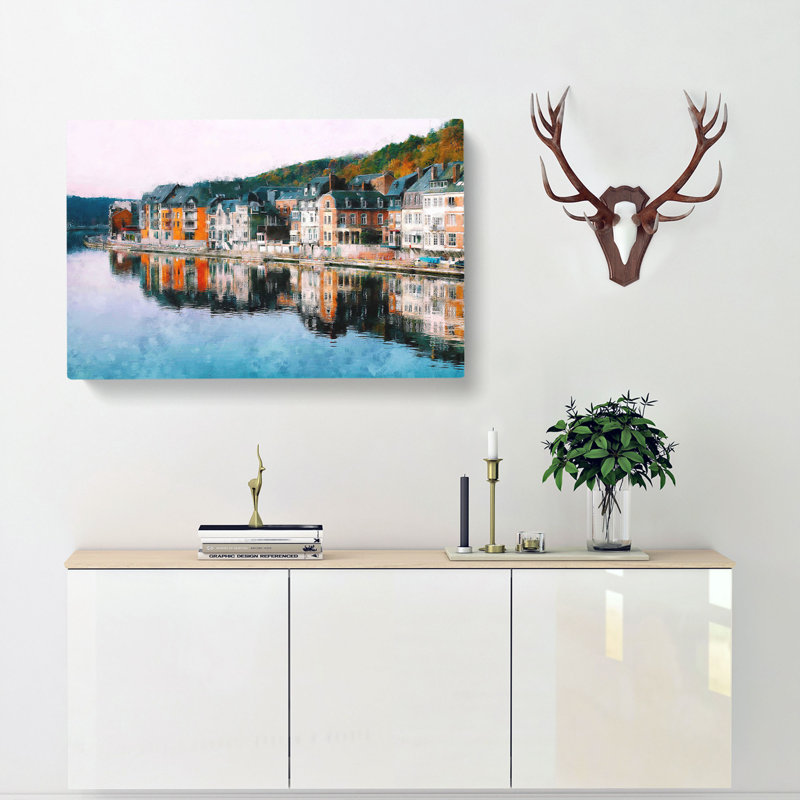 Row Of Houses In Dinant Belgium - Wrapped Canvas Print, 50cm H x 76cm W x 3cm D
