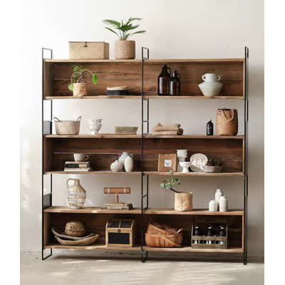 Industrial Rustic Wood and Metal Ladder Bookshelf