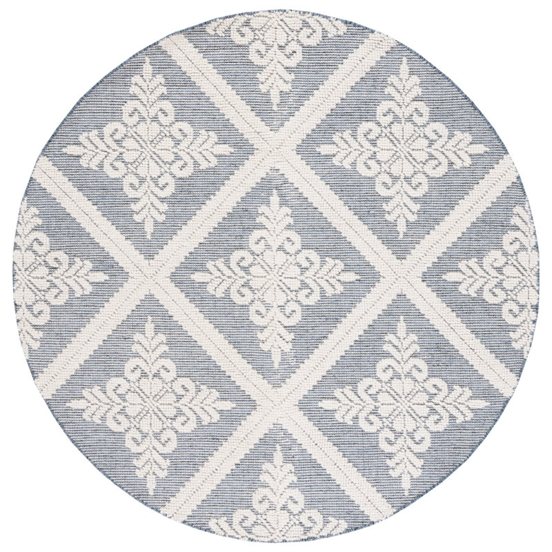 Vermont Hand Woven Wool Damask Rug, Round 6'