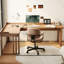 Bureau en bois massif en L de couleur noyer clair avec 3 tiroirs-90081304-90081305