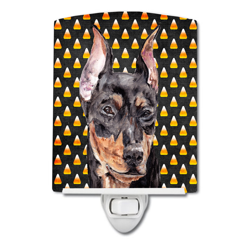Éclairage pour nuit en céramique french bouledogue bonbon, Pinscher allemand