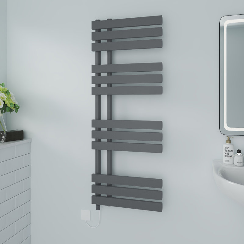 Carralero Designer Towel Rail Heated Towel Rails, Anthracite, 120cm H x 45cm W x 7.35cm D