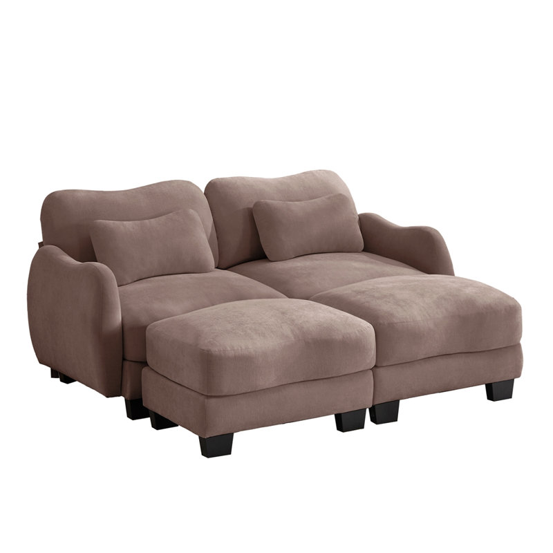Canapé de soutien en chenille avec coussin de taille délicate et repose-pieds mobile, conception ergonomique incurvée, canapé modulaire facile à assembler pour le bureau du salon