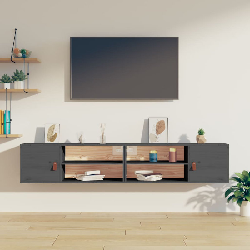 Ilora Unfinished Floating Shelf with Fireplace Included, Grey
