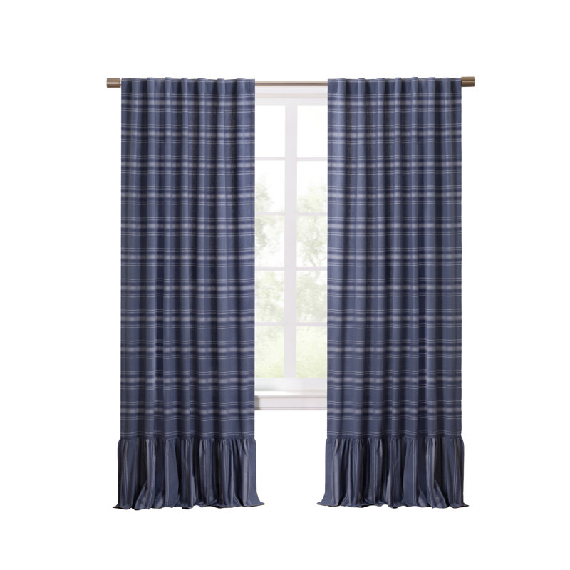 Paire de rideaux à volants Martha Stewart bleu (ensemble de 2), L 50 po x L 63 po