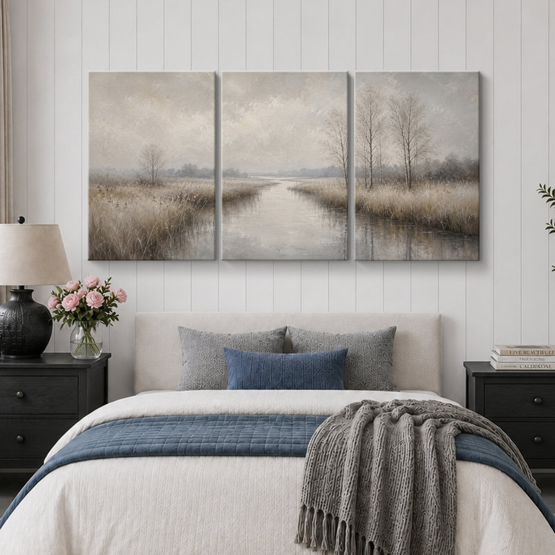 Misty Winter Wetland Landscape, H 36 po x l 72 po x P 1,5 po, Toile tendue