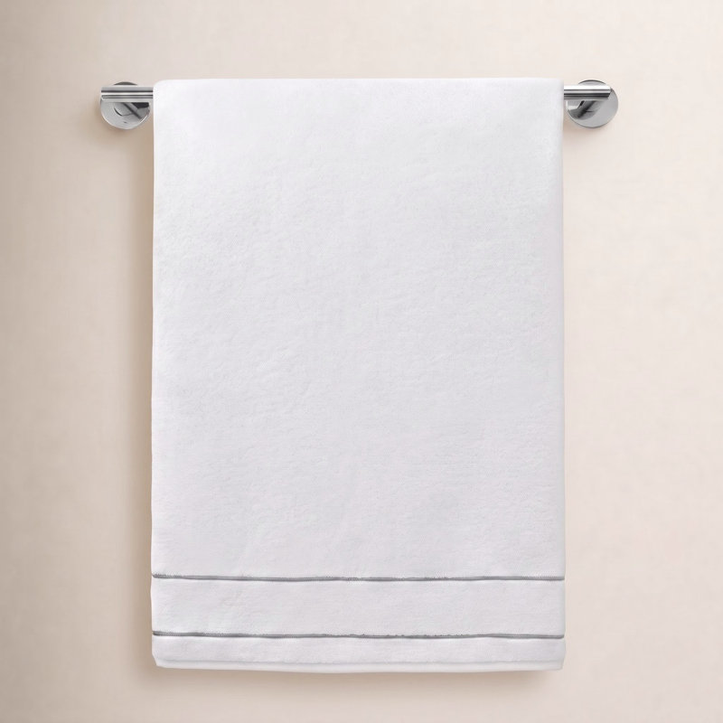 Lombard Cotton Plush Washcloth, White/Gray