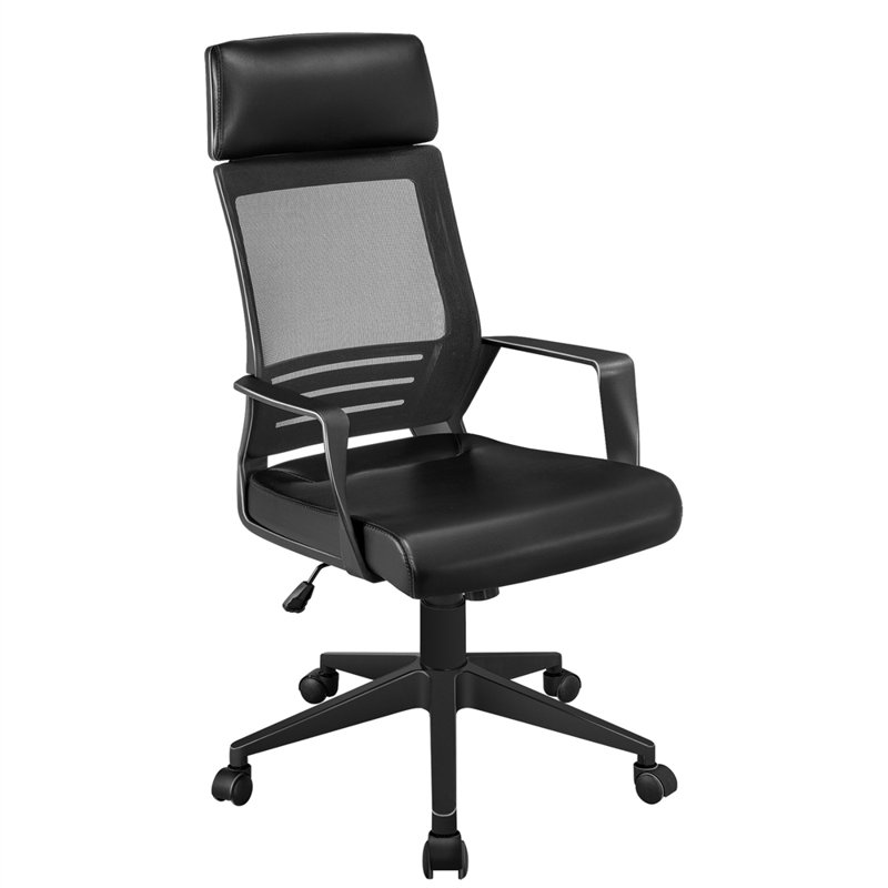 Desk Chair with Headrest, Black
