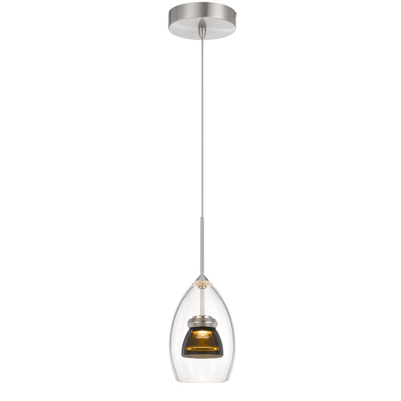 Luminaire suspendu conique à 1 lumière Lambdin, Transparent / fumé