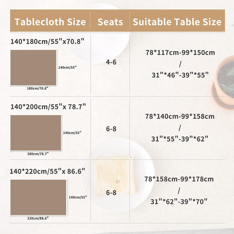Beige Rectangular Cotton Linen Tablecloth with Tassel, Washable, Perfect for Kitchen, Dining, Parties
