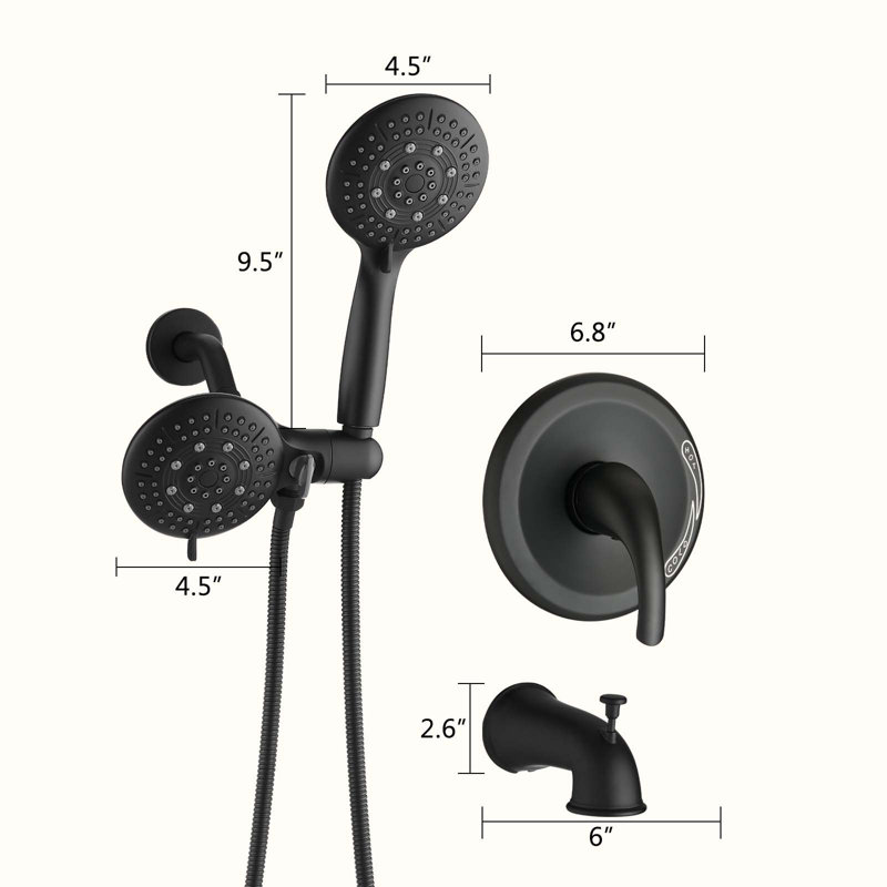 Complete Shower System with Rough in-Valve, Matte Black