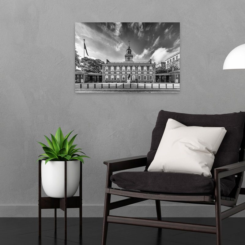 Historic Independence Hall Philadelphia Classic Dramatic Abstract Architecture City Wall Art Print 1 Piece Wrapped Canvas Wall Art