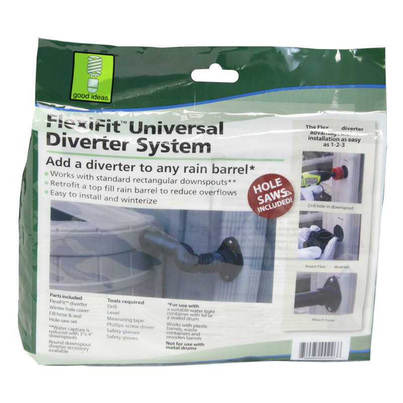 Good Ideas Plastic Drainable Dual Overflow Rain Barrel, Terra Cotta