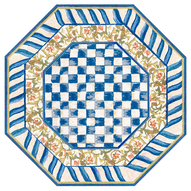 Truly Royal Check Washable Rug, Octagon 6'