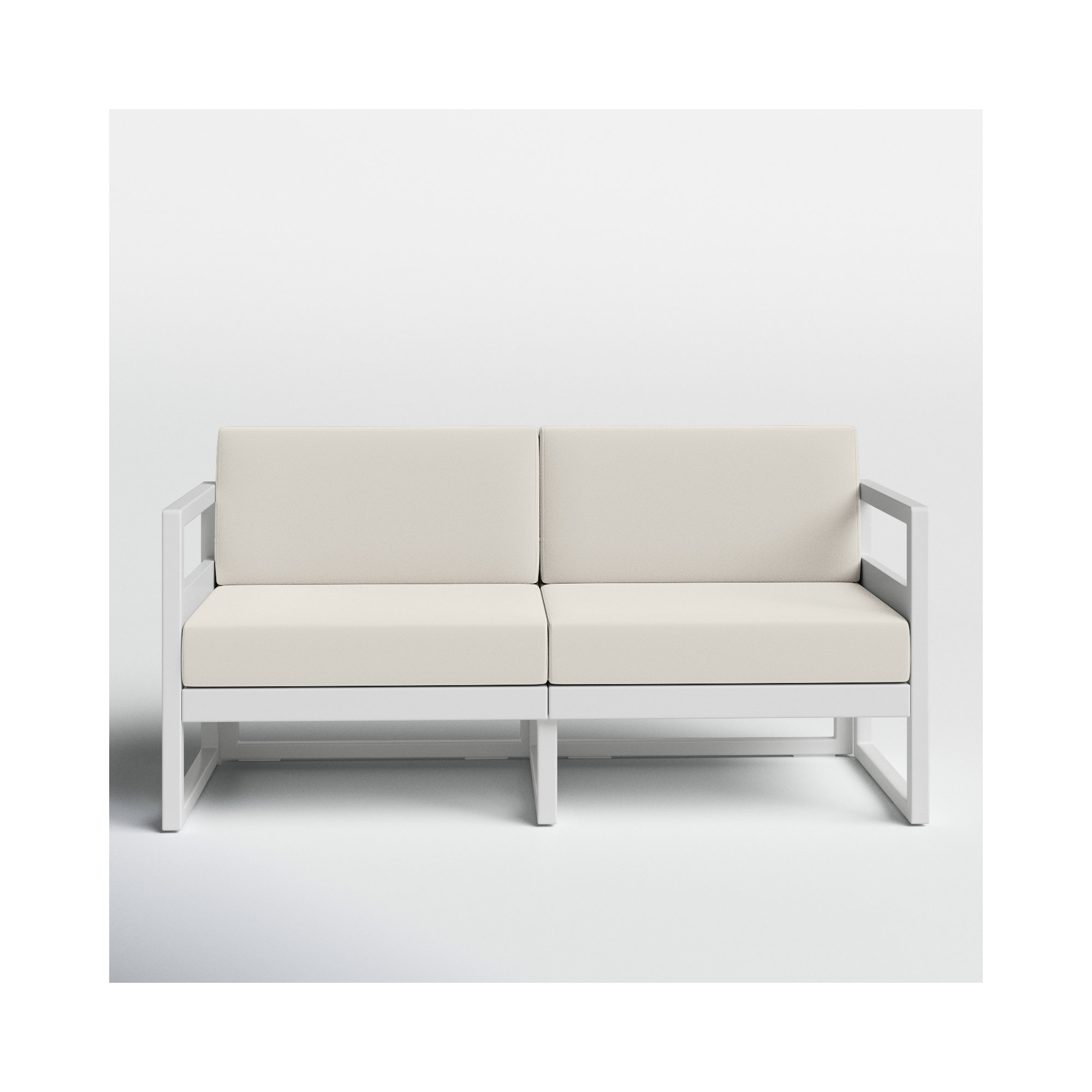 Lane 58'' Wide Straight Loveseat with Cushions, Natural, White