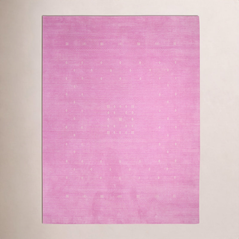 Simi Hand Knotted Cotton/Wool Southwestern Area Rug, Pink, Rectangle 4' x 6'