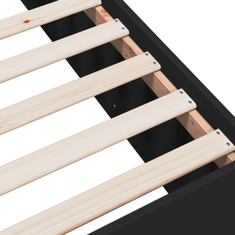 Vidaxl Bed Frame Engineered Wood, Black, European Single (90 x 200cm)
