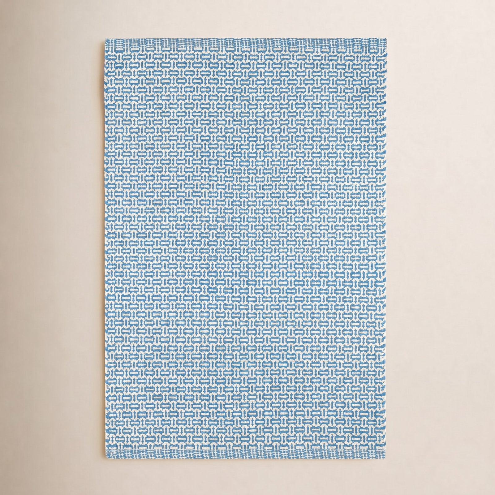 Miss Muffet Hand-Woven Geometric Cotton Rug, Rectangle 2' x 3', French Blue